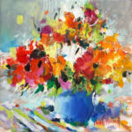 Bouquet au tissus rayé